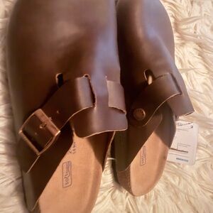 Birkenstock Dark Brown Leather Mules